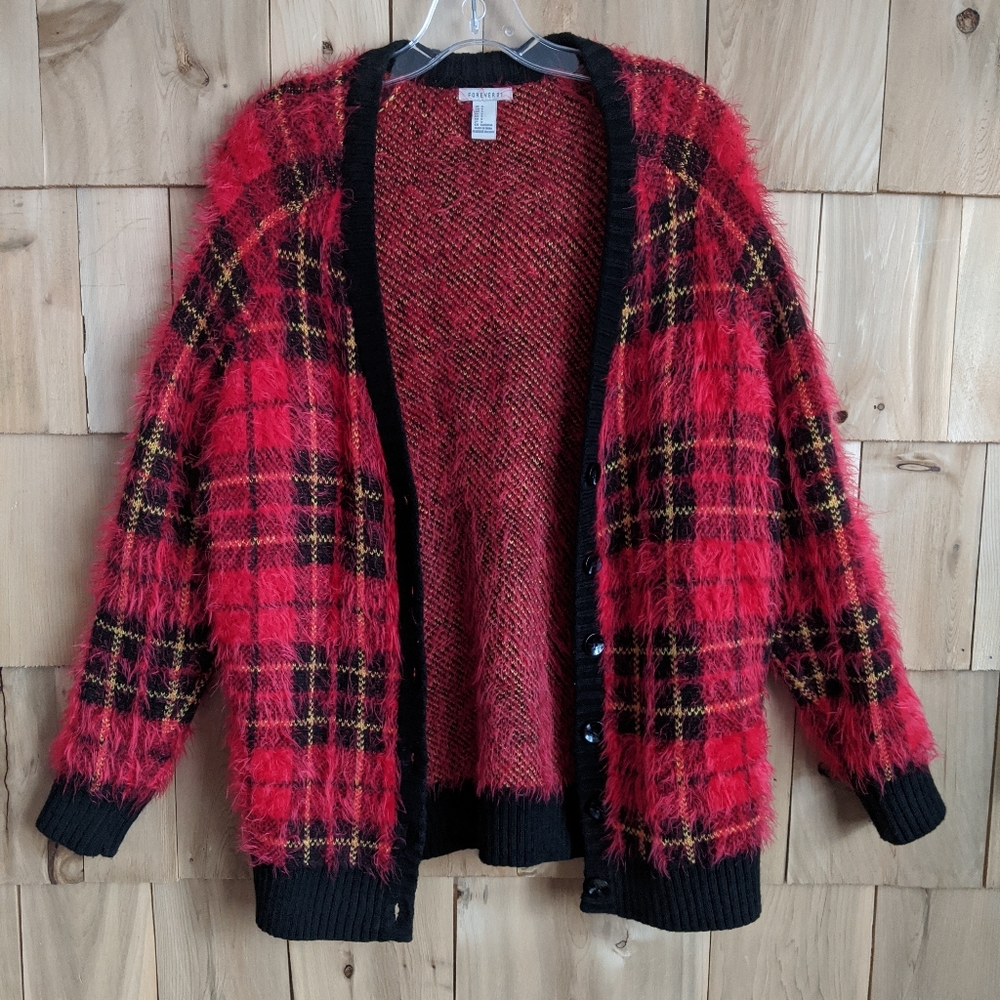 Plaid sweater cardigan